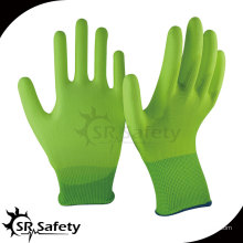 SRSAFETY 13 Gauge hi-viz gelb Nylon beschichtet PU auf Hand Handschuhe / PU Beschichtung Arbeitshandschuh